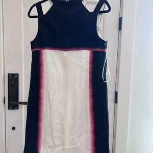 JAYGODFREY Silk Black and White Sheath Mini Dress